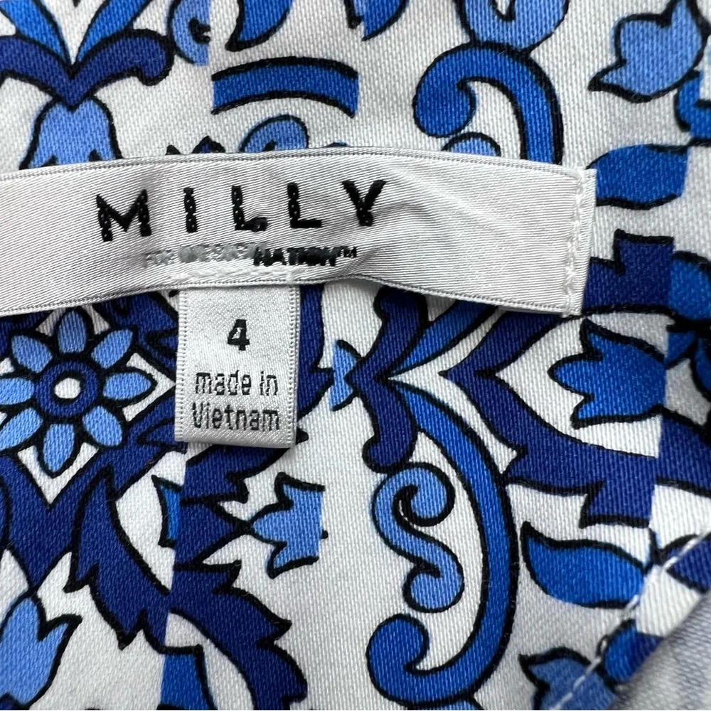 Milly for Design Nation Blue White Aztec Boho Print Fit & Flare Dress Size 4 - Picture 4 of 9
